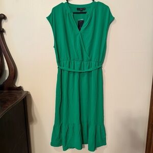 Fred David V Neck Dress With Waist Tie